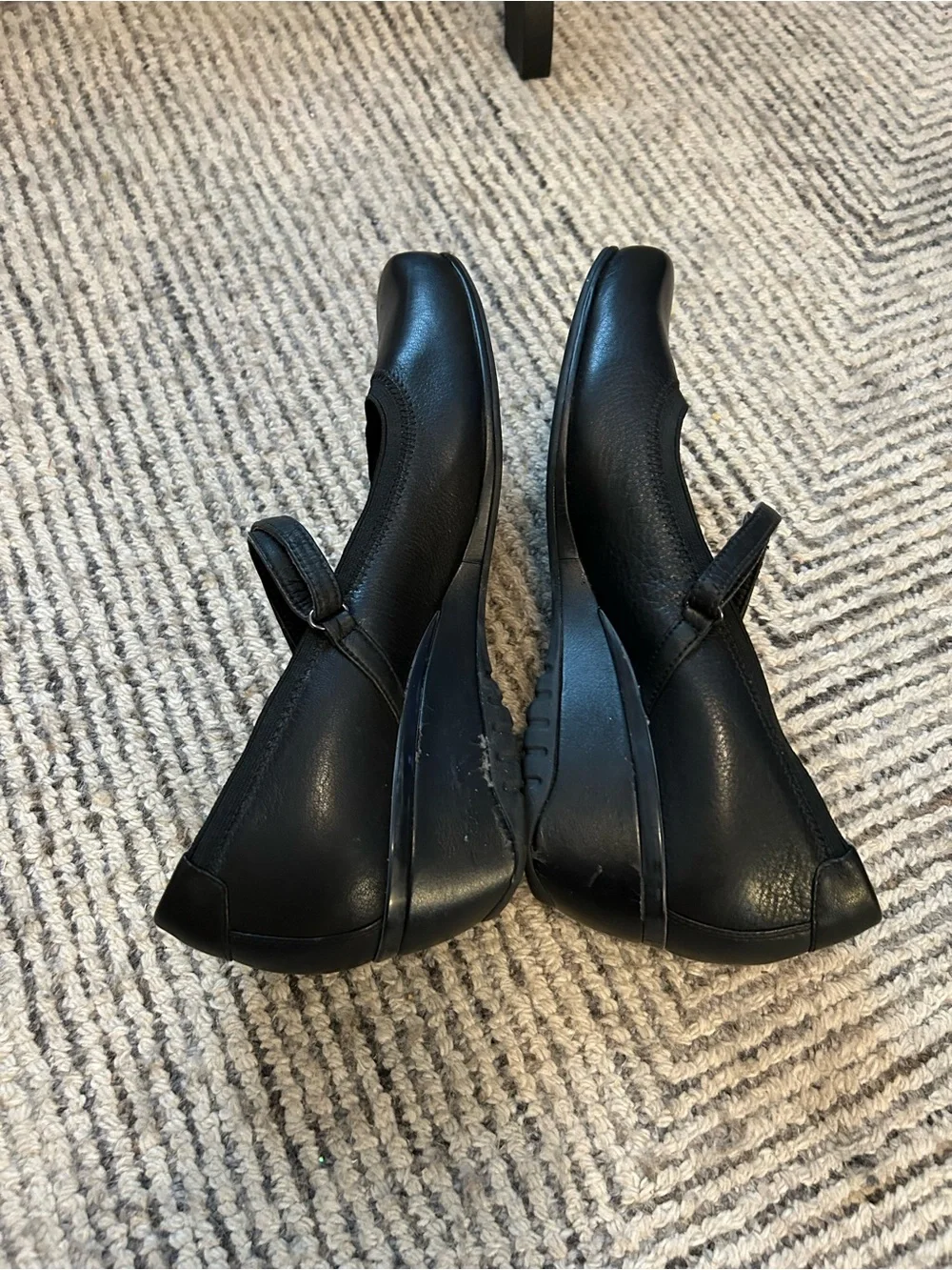 Aetrex Black Leather Mary Jane Wedge Heels Mozaic Technology Size 11 A/B Women’s